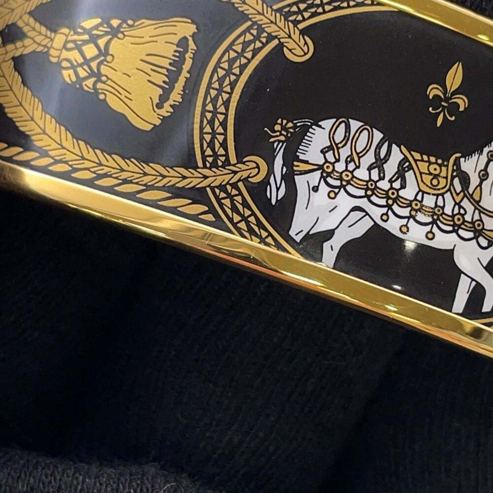 Hermes bangle, GM enamel, horse motif bracelet, cloisonné black, HERMES BRACELET - Picture 6 of 11